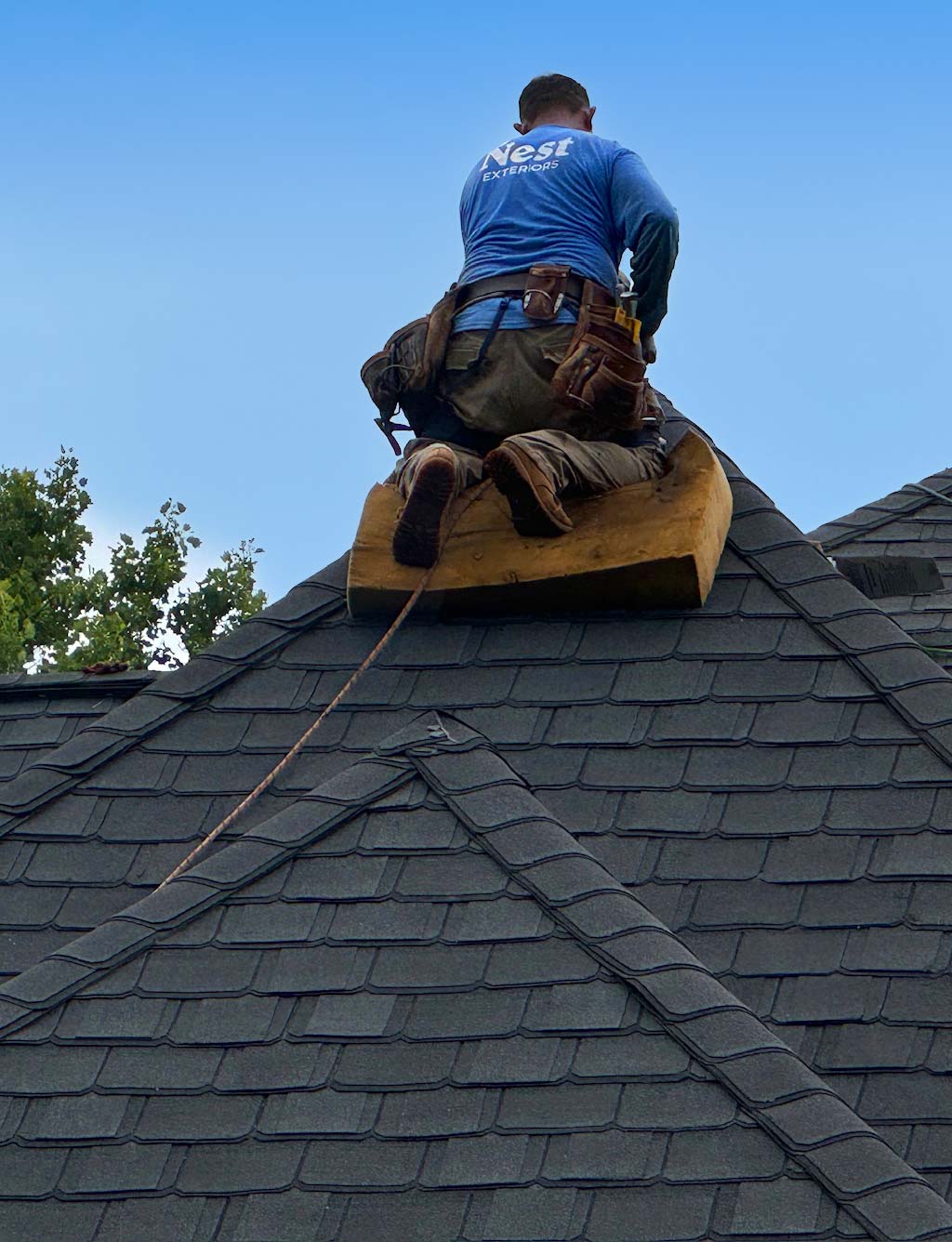 Roof repair in progress