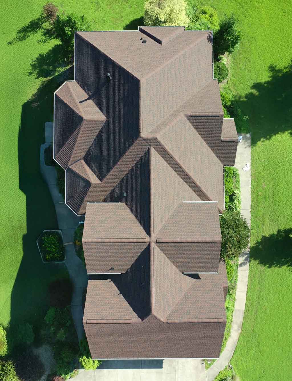 Aerial view of roof replacement